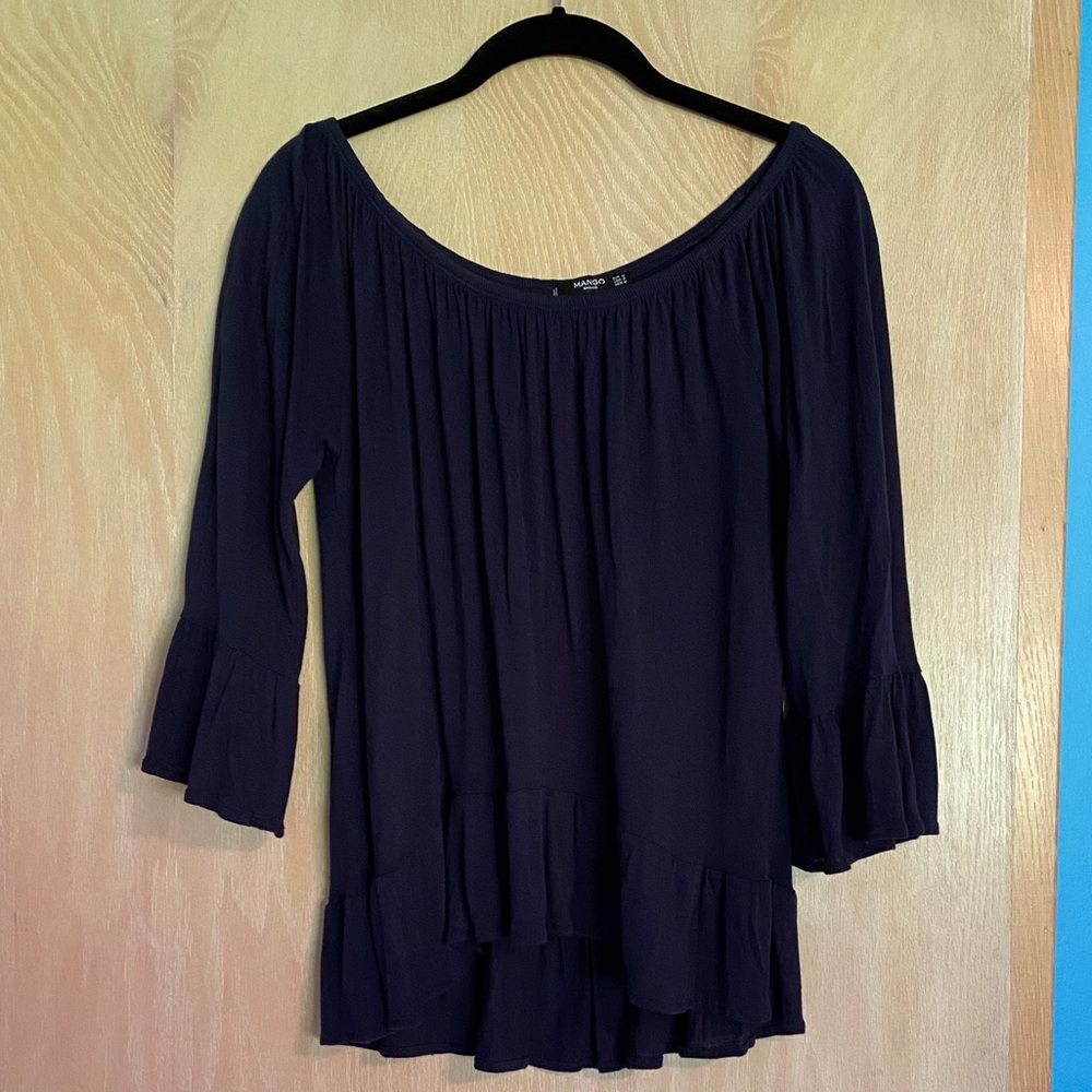 Mango Basic Navy Blue Blouse
